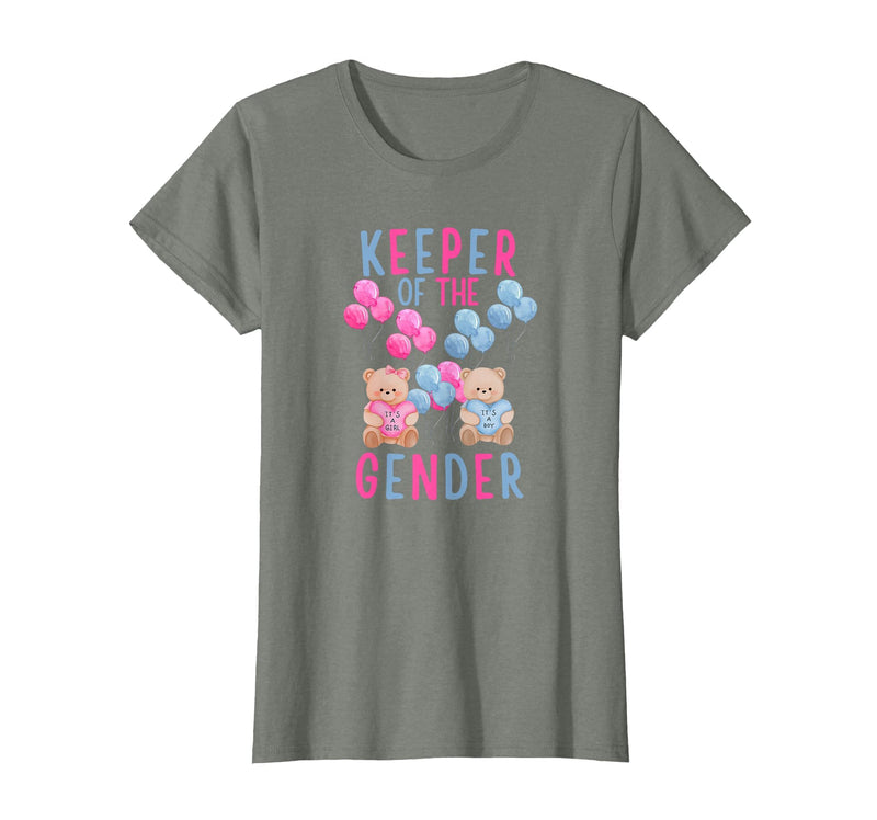 Gender Reveal Party Bear Designs Keeper of The Gender Reveal Party Gender Reveal Ideas T-Shirt - Olive Heather