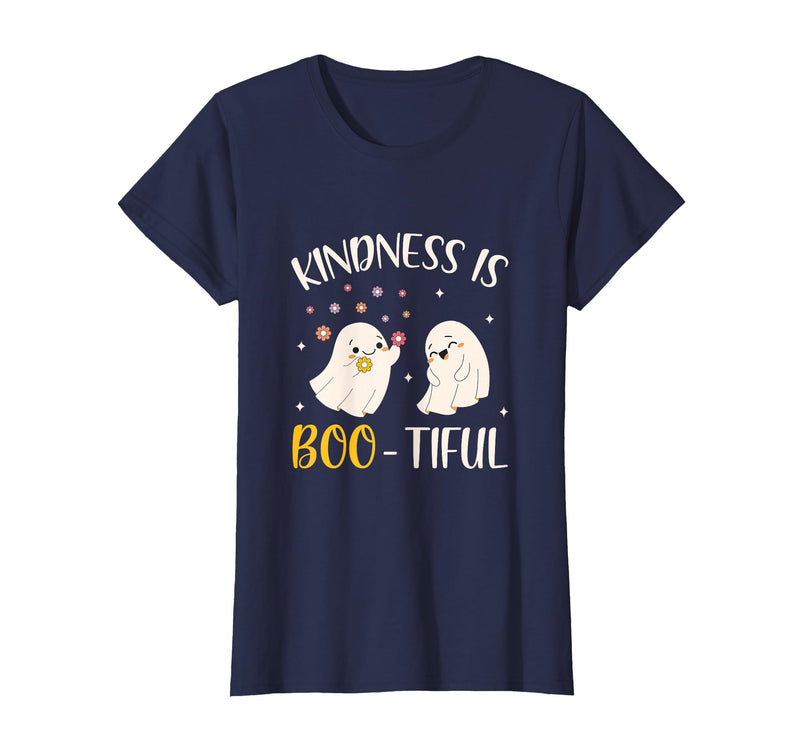 Halloween Costume Teacher Kindness is Boo Tiful Teacher Cute Ghost Halloween Costume T-Shirt - Navy Blue