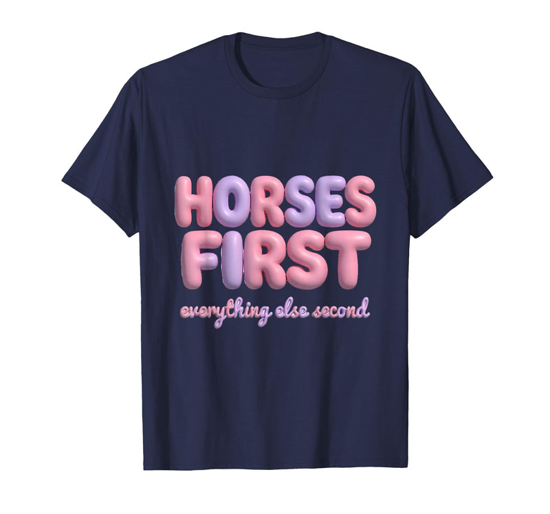 Mademark Horses First Everything Else Second Girls Design T-Shirt - Men - Navy Blue