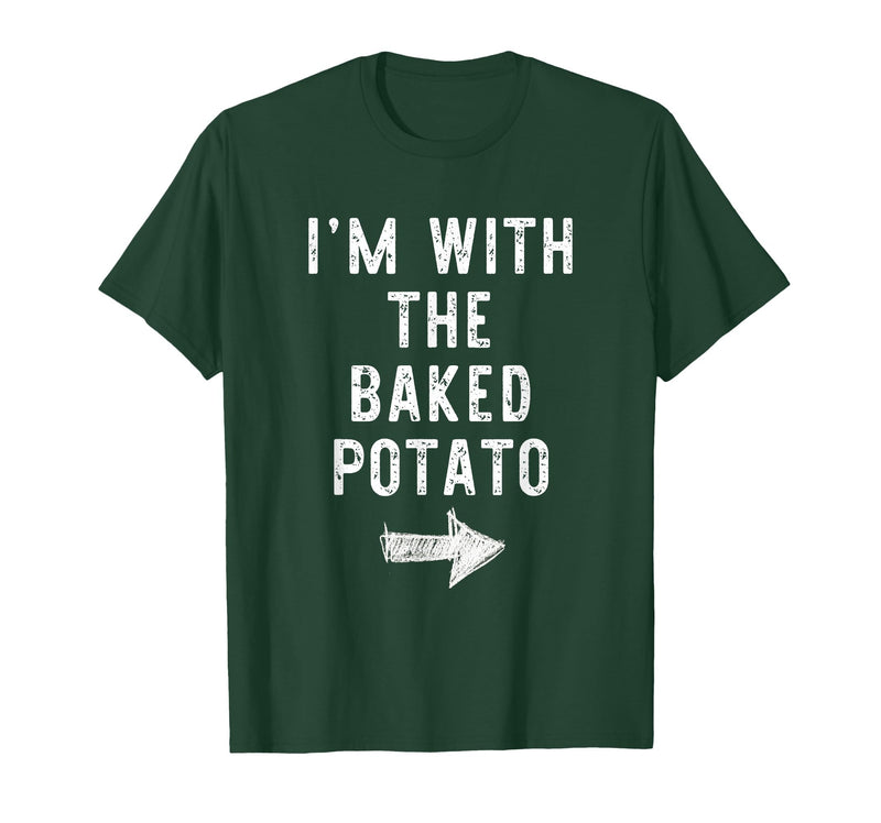 Im With The Baked Potato Halloween Costume I’m with The Baked Potato Funny Halloween Couple Costume T-Shirt - Dark Green