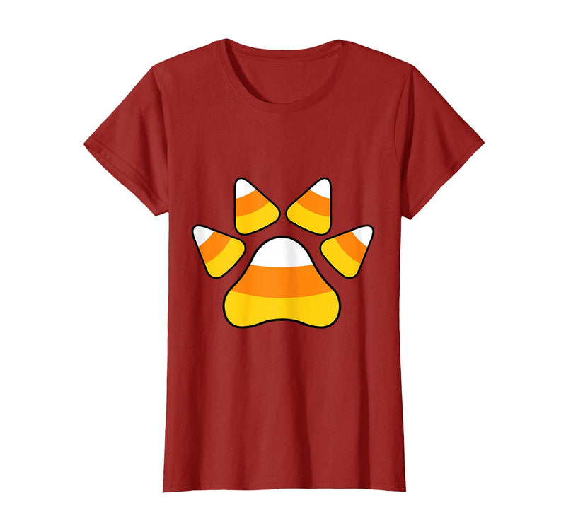 Scary Halloween Tees For Adults and Kids Halloween Candy Corn Paw Print T-Shirt for Animal Lovers T-Shirt - Cranberry Red