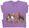 Niaday Fall Horse Shirt Men Women Graphic Short Sleeve T-Shirt Tee, Fall Season Horses Horse Lover Shirt - Purple