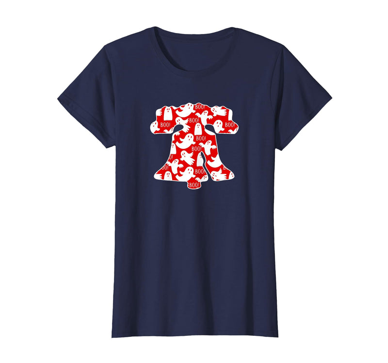 VINTAGE RETRO PHILADELPHIA PHILLY THROWBACK GIFTS Funny Philadelphia Halloween Ghost Boo Bell Philly Fan Fall T-Shirt - Navy