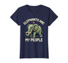 Mademark Elephants Are My People Pixel Art Design T-Shirt - Women - Navy Blue