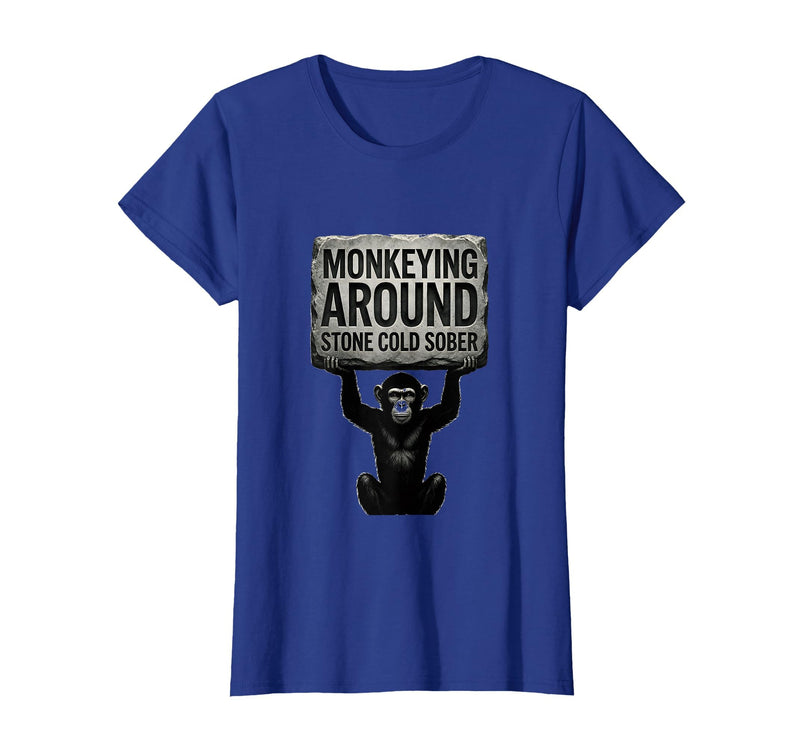 Mademark Monkeying Around Stone Cold Sober Design T-Shirt - Women - Royal Blue