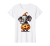 Cute Elephant Wearing A Pumpkin Halloween Cloths Cute Elephant Wearing A Pumpkin Halloween Funny Elephant T-Shirt - White