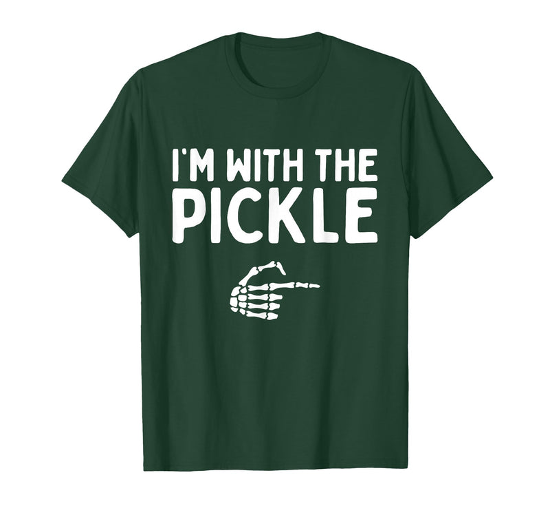 Funny Halloween Costume Holiday Party Gift I'm with The Pickle Funny Halloween Costume Matching Couples T-Shirt - Dark Green