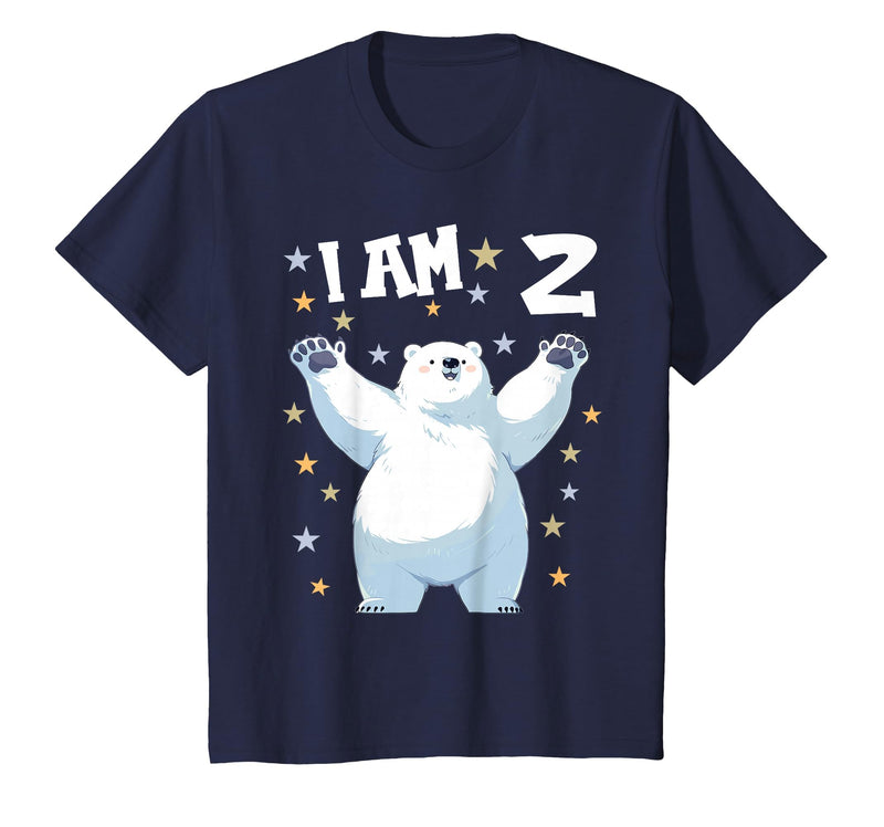 2 years old 2nd birthday Polar Bear Kids 2 Years Old 2 Birthday Polar Bears Boy Girl Polar Bear T-Shirt - Navy Blue