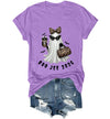 WQFQW Boo JEE 2026 Ghost Funny Halloween Leopard Print Ghost Shirt for Women - Purple