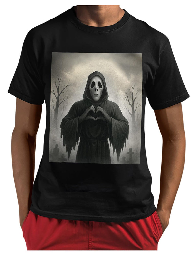 Tstars Pumpkin Halloween Shirt Men Scary Jack-O'-Lantern Face Funny Tee - Heart / Black