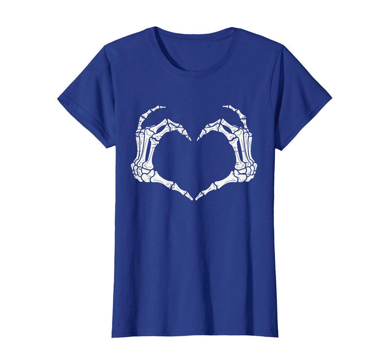 Halloween Tees for Women Men Kids Skeleton Hands Heart Halloween Rock Costume Men Women Kids T-Shirt - Royal Blue
