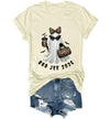 WQFQW Boo JEE 2026 Ghost Funny Halloween Leopard Print Ghost Shirt for Women - Creamy Yellow