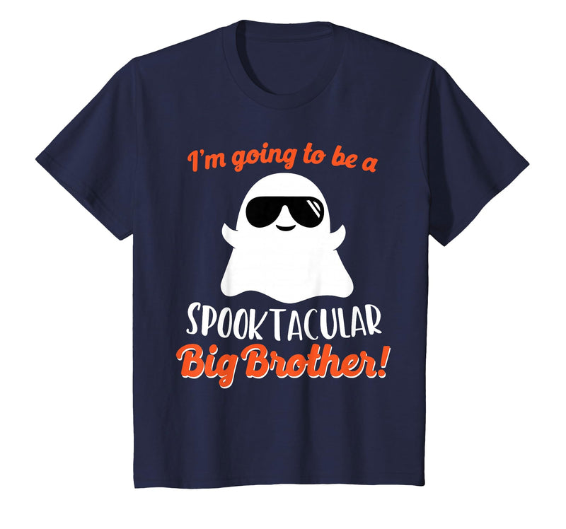 Halloween Pregnancy Announcements by HotW Big Brother Pregnancy Announcement Ghost Funny Boy Halloween T-Shirt - Navy Blue