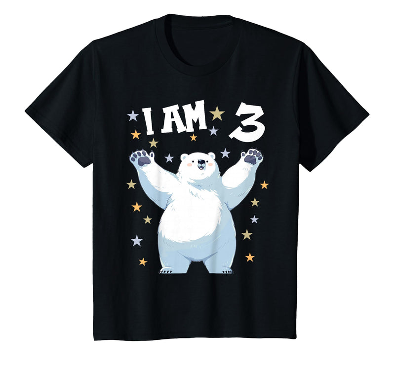 3 years old 3rd birthday Polar Bear Kids 3 Years Old 3 Birthday Polar Bears Boy Girl Polar Bear T-Shirt - Black