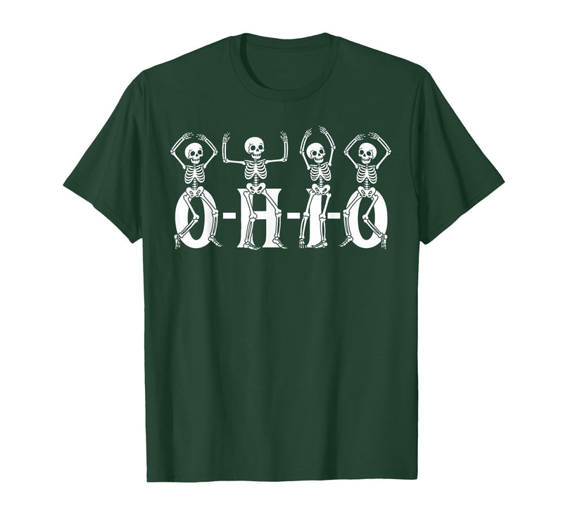Funny O-H-I-O State Skeleton Halloween Funny O-H-I-O State Skeleton Ohio Halloween Vintage Vibe Fun T-Shirt - Dark Green