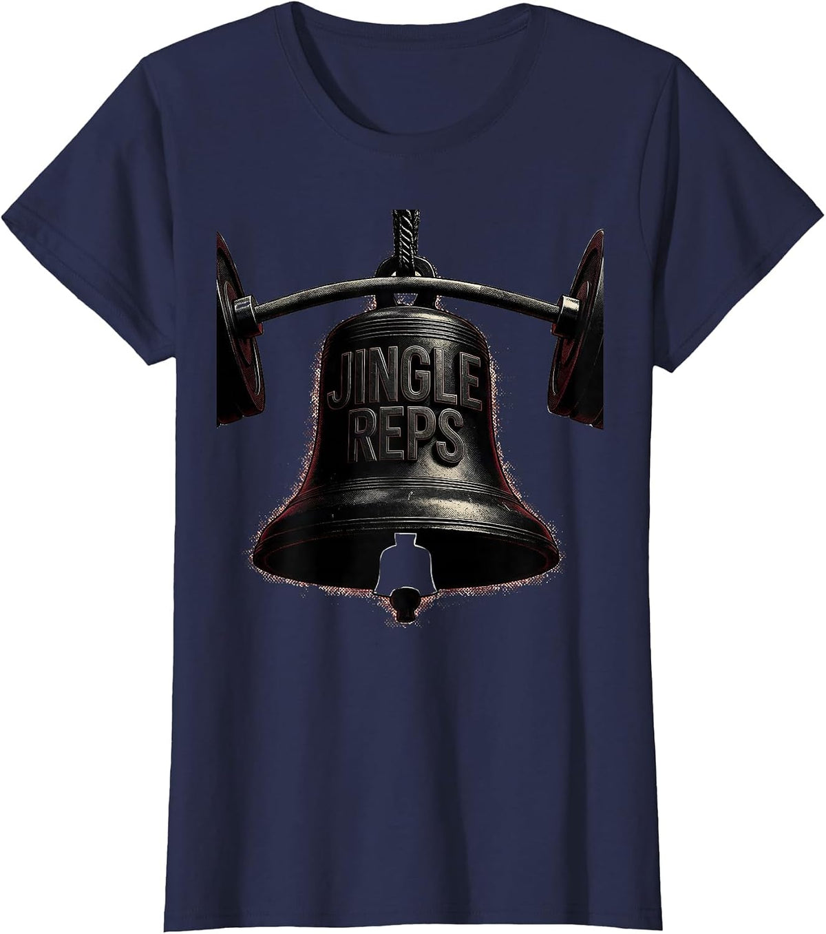 Women's Jingle Reps Blackwork Dotwork Christmas Weightlifting Gym T-Shirt - Navy Blue