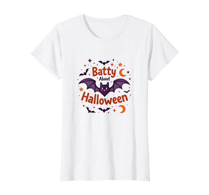 Mademark Halloween - Vampires, Zombies & Horror T-Shirt - White-cute Family-friendly Halloween Bat - Batty About