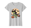 Frog Lover Halloween Party Wear Frog Witch Hat Pumpkin Halloween Costume Men Women Kids T-Shirt - Silver Grey