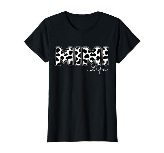 Cow Print Matching Family Apparel Mimi Life Cow Print Family Matching T-Shirt - Black