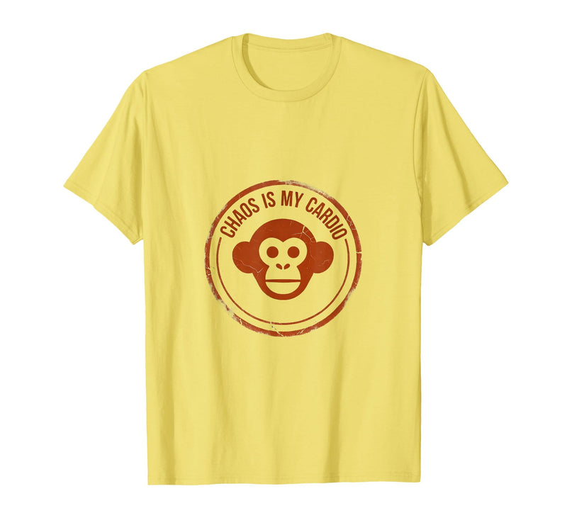 Mademark Chaos Is My Cardio Funny Monkey Design T-Shirt - Men - Lemon Yellow
