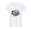 Mademark Wild Alaska Adventure: Bear, Fish, Eagle Mountain Scene T-Shirt - White