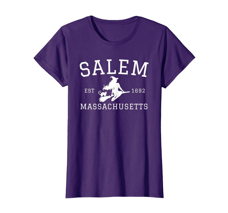 Salem Est 1626 Massachusetts Funny Salem Witch Est 1692 Salem Massachusetts Halloween T-Shirt - Purple