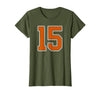 Number 15 Jersey Player Uniform #15 Gifts Burnt Orange White Number 15 Jersey Player Uniform #15 T-Shirt - Olive Green