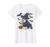 Witch Schnauzer Dog Halloween Outfits Schnauzer Dog Scary Pumpkin Bat Witch Schnauzer Halloween T-Shirt - White