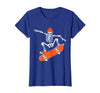 Funny Boys Kids Skeleton Skater Art Skateboarding Skeleton Riding Skateboard Halloween Skater T-Shirt - Royal Blue