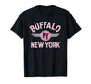 133 Apparel Buffalo NY Buffalo New York Circle NY Pink Print T-Shirt - Black