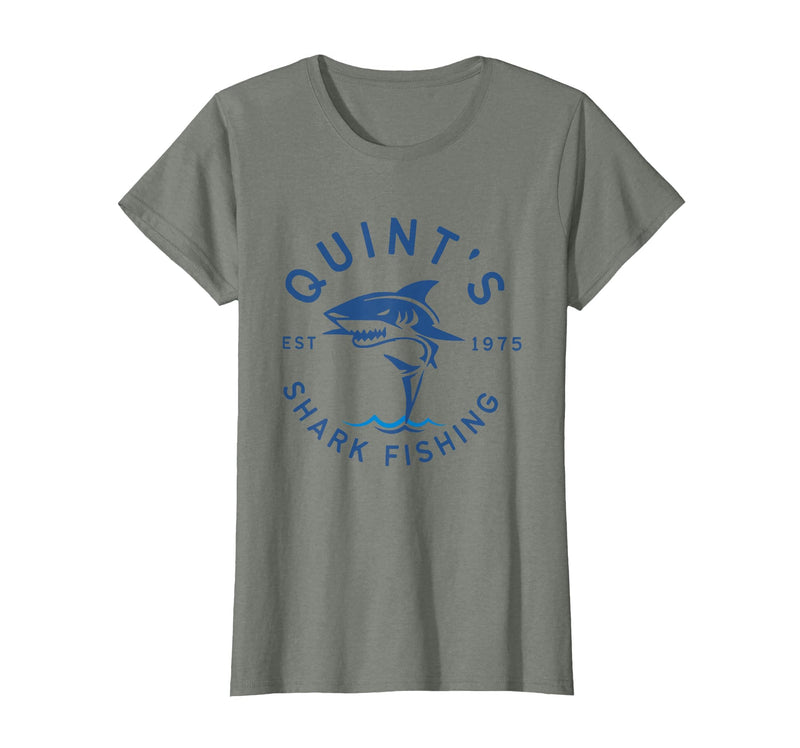 Funny Quints Shark Fishing Vintage Quint's Shark Fishing 1975 Retro T-Shirt - Olive Heather