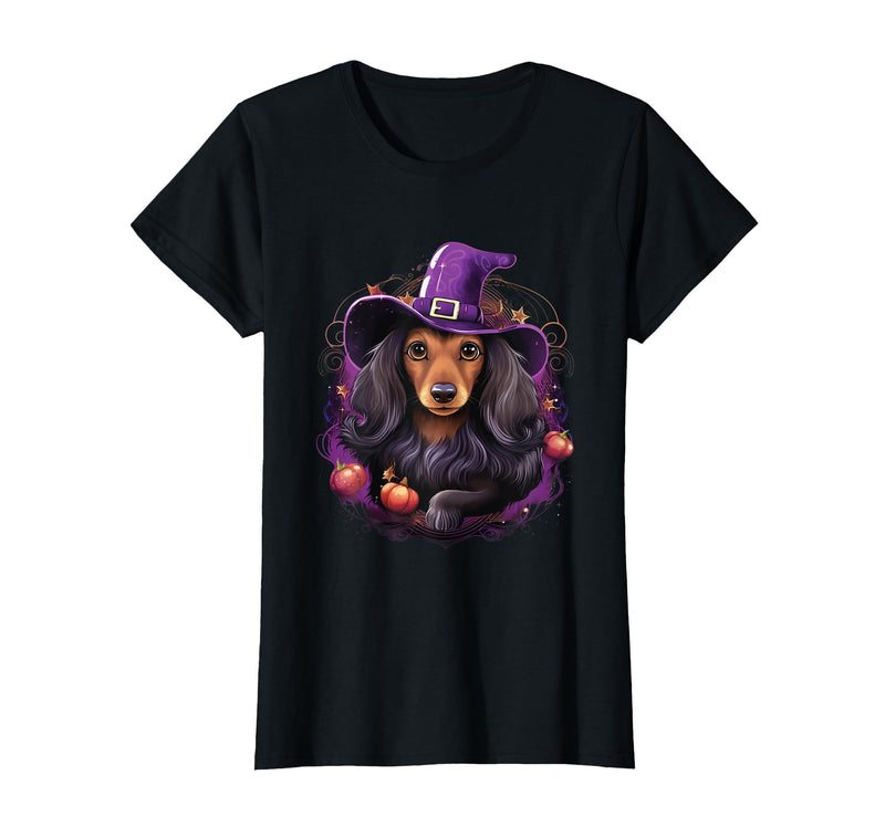 Dachshund Lovers Halloween Costume Cute Witch Funny Dachshund Halloween Costume Dog Lover T-Shirt - Black