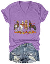 Niaday Fall Horse Shirt Men Women Graphic Short Sleeve T-Shirt Tee, Fall Season Horses Horse Lover Shirt - Purple1