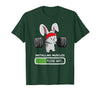 Bunny Gym Rabbit Weights Installing Muscles T-Shirt in Dark Green