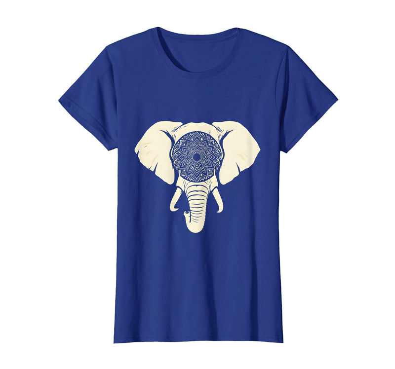 Mademark Elephant Head Ornate Mandala Illustration T-Shirt - Women - Royal Blue