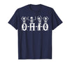 Funny O-H-I-O State Skeleton Halloween Funny O-H-I-O State Skeleton Ohio Halloween Vintage Vibe Fun T-Shirt - Navy Blue
