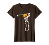 Funny Skeleton Golf Halloween Costume Golf Skeleton Pumpkin Halloween Shirt T-Shirt - Brown