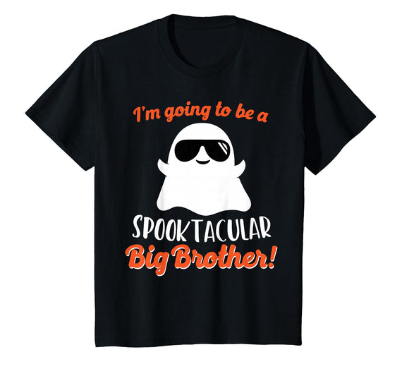 Halloween Pregnancy Announcements by HotW Big Brother Pregnancy Announcement Ghost Funny Boy Halloween T-Shirt - Black