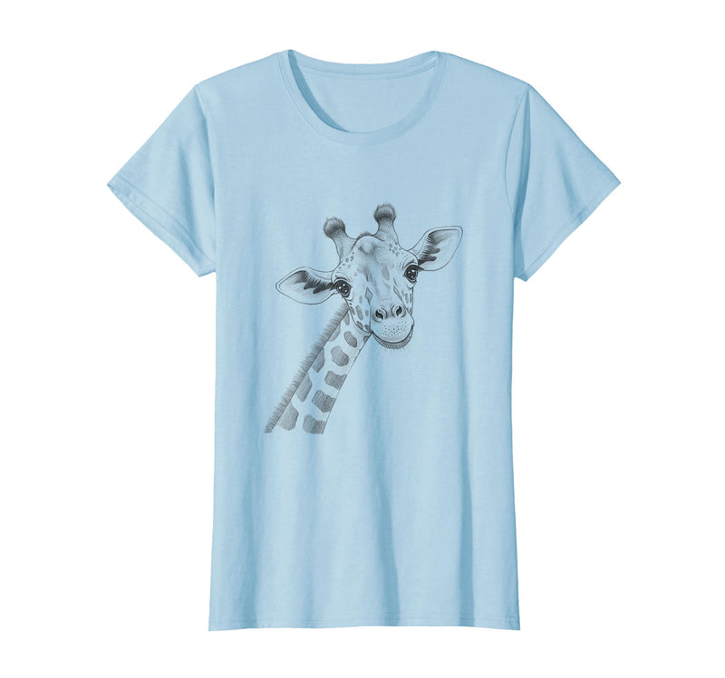 Animal Lover Themed Graphic Art Designs Giraffe Sketch Design for Men and Women T-Shirt - Baby Blue