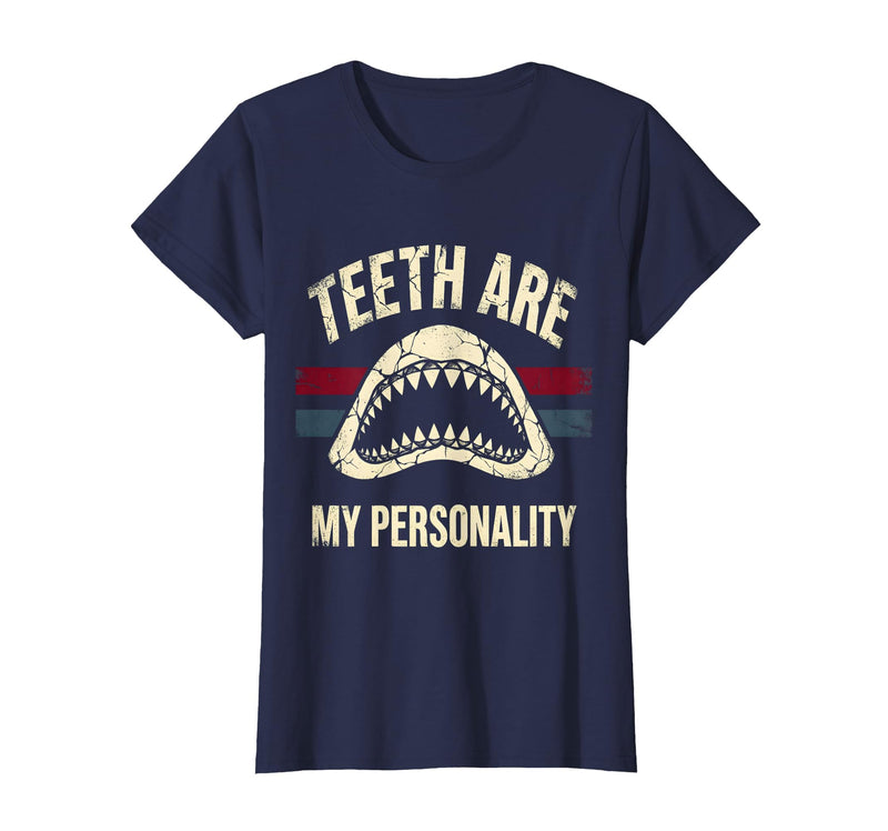 Mademark Teeth Are My Personality Shark Design T-Shirt - Navy Blue