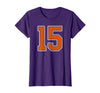 Number 15 Jersey Player Uniform #15 Gifts Burnt Orange White Number 15 Jersey Player Uniform #15 T-Shirt - Purple