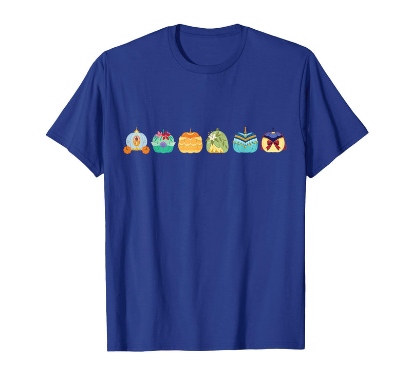 Disney Princess Pumpkins Fall Autumn Lineup of Princesses T-Shirt - Royal Blue