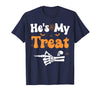 She's My Trick He's My Treat Halloween Couple Tees He's My Treat Skeleton Couples Matching Couple Halloween T-Shirt - Navy
