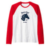 Mademark Horse Girl For Life Equestrian Passion Horseshoe Luck Raglan Baseball Tee - Red/White