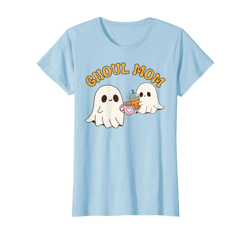 Ghoul Mom Cute Halloween Mother Ghost Mommy Trick Treating T-Shirt - Baby Blue