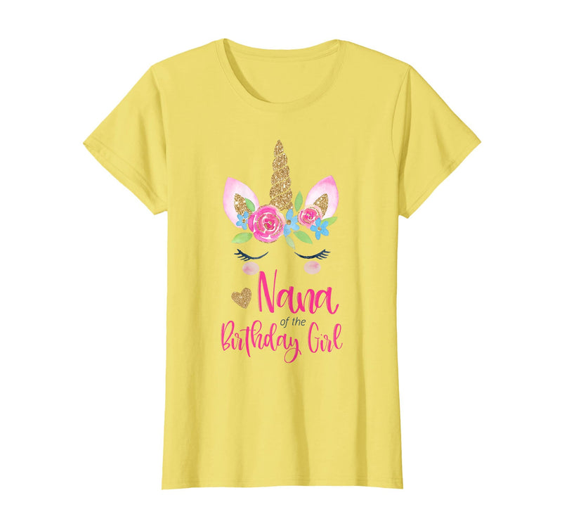 Unicorn Birthday Girl Family Shirts Unicorn Nana of The Birthday Girl Shirt Matching Party Tee T-Shirt - Lemon Yellow