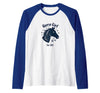 Mademark Horse Girl For Life Equestrian Passion Horseshoe Luck Raglan Baseball Tee - Royal Blue/White