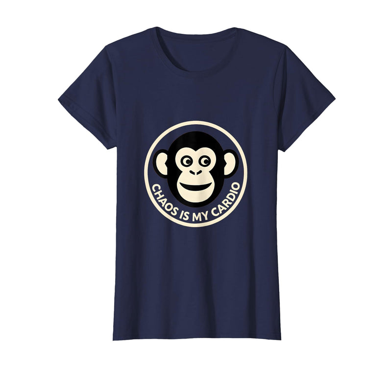 Mademark Chaos Is My Cardio Funny Monkey Design T-Shirt - Women - Navy Blue