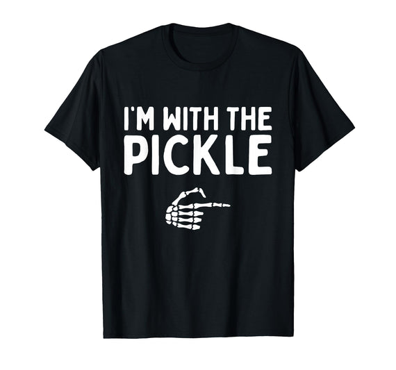 Funny Halloween Costume Holiday Party Gift I'm with The Pickle Funny Halloween Costume Matching Couples T-Shirt - Black