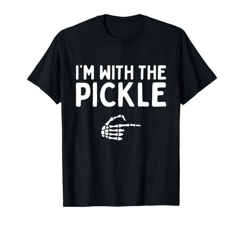Funny Halloween Costume Holiday Party Gift I'm with The Pickle Funny Halloween Costume Matching Couples T-Shirt - Black